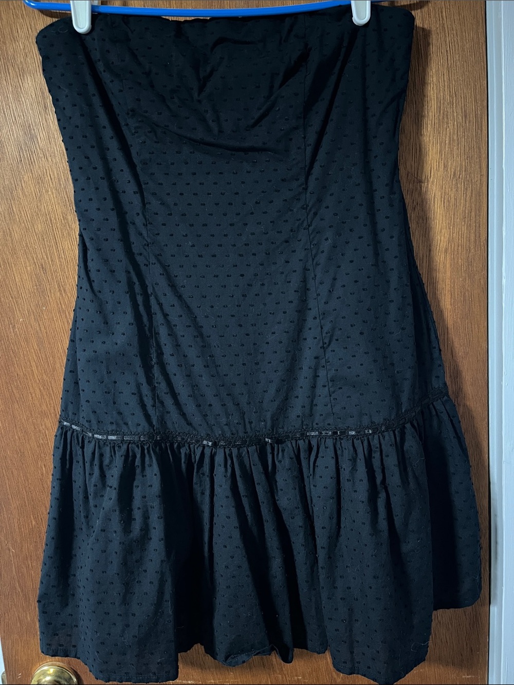 American Eagle Outfitters Black Strapless Ruffle Mini Dress